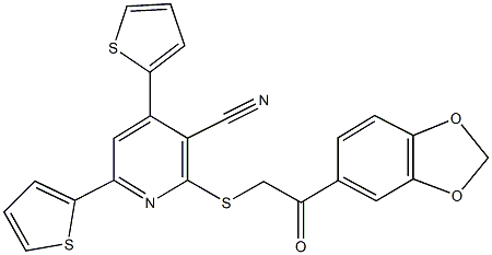 387830-80-0 2-{[2-(1,3-benzodioxol-5-yl)-2-oxoethyl]sulfanyl}-4,6-di(2-thienyl)nicotinonitrile