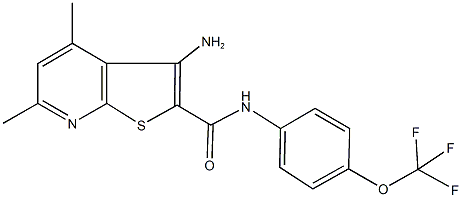 3-amino-4,6-dimethyl-N-[4-(trifluoromethoxy)phenyl]thieno[2,3-b]pyridine-2-carboxamide 结构式