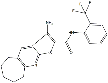 3-amino-N-[2-(trifluoromethyl)phenyl]-6,7,8,9-tetrahydro-5H-cyclohepta[b]thieno[3,2-e]pyridine-2-carboxamide 结构式