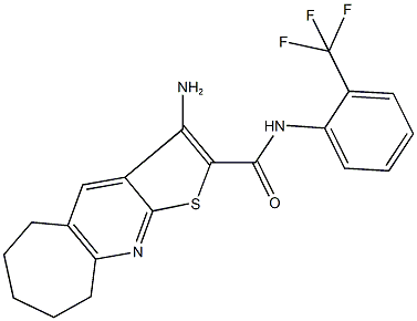 3-amino-N-[2-(trifluoromethyl)phenyl]-6,7,8,9-tetrahydro-5H-cyclohepta[b]thieno[3,2-e]pyridine-2-carboxamide,387831-27-8,结构式