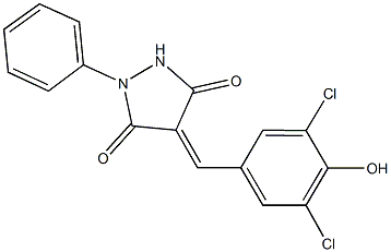 4-(3,5-dichloro-4-hydroxybenzylidene)-1-phenyl-3,5-pyrazolidinedione Struktur