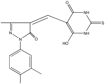 5-{[1-(3,4-dimethylphenyl)-5-hydroxy-3-methyl-1H-pyrazol-4-yl]methylene}-2-thioxodihydro-4,6(1H,5H)-pyrimidinedione,389578-50-1,结构式