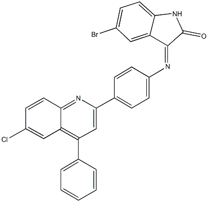 5-bromo-3-{[4-(6-chloro-4-phenyl-2-quinolinyl)phenyl]imino}-1,3-dihydro-2H-indol-2-one Structure