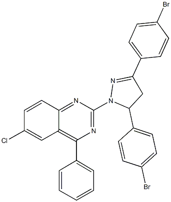 2-[3,5-bis(4-bromophenyl)-4,5-dihydro-1H-pyrazol-1-yl]-6-chloro-4-phenylquinazoline Struktur