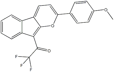 2,2,2-trifluoro-1-{2-[4-(methyloxy)phenyl]indeno[2,1-b]pyran-9-yl}ethanone Struktur