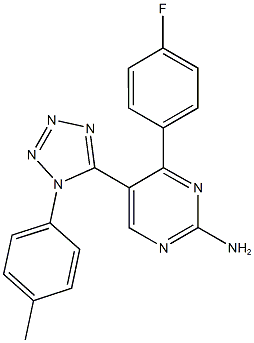 4-(4-fluorophenyl)-5-[1-(4-methylphenyl)-1H-tetraazol-5-yl]pyrimidin-2-amine,392304-77-7,结构式