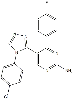 5-[1-(4-chlorophenyl)-1H-tetraazol-5-yl]-4-(4-fluorophenyl)-2-pyrimidinylamine Structure