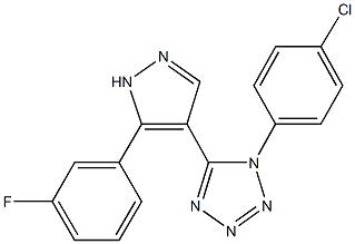 1-(4-chlorophenyl)-5-[5-(3-fluorophenyl)-1H-pyrazol-4-yl]-1H-tetraazole 化学構造式