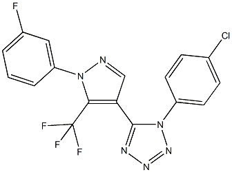 1-(4-chlorophenyl)-5-[1-(3-fluorophenyl)-5-(trifluoromethyl)-1H-pyrazol-4-yl]-1H-tetraazole,392306-57-9,结构式