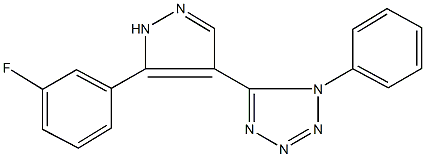 5-[5-(3-fluorophenyl)-1H-pyrazol-4-yl]-1-phenyl-1H-tetraazole Struktur