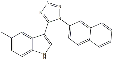 5-methyl-3-(1-naphthalen-2-yl-1H-tetraazol-5-yl)-1H-indole Struktur