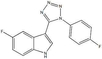 5-fluoro-3-[1-(4-fluorophenyl)-1H-tetraazol-5-yl]-1H-indole Struktur
