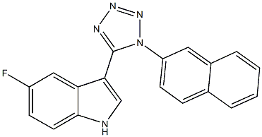 5-fluoro-3-(1-naphthalen-2-yl-1H-tetraazol-5-yl)-1H-indole 结构式