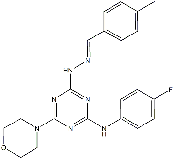 4-methylbenzaldehyde [4-(4-fluoroanilino)-6-(4-morpholinyl)-1,3,5-triazin-2-yl]hydrazone Structure