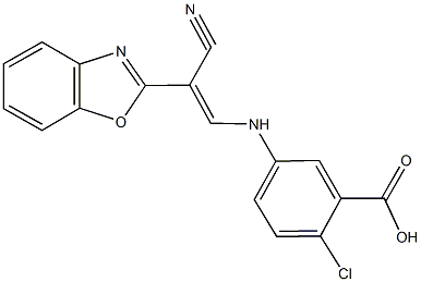 5-{[2-(1,3-benzoxazol-2-yl)-2-cyanovinyl]amino}-2-chlorobenzoic acid,392694-69-8,结构式