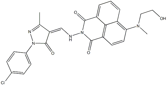 392705-72-5 2-({[1-(4-chlorophenyl)-3-methyl-5-oxo-1,5-dihydro-4H-pyrazol-4-ylidene]methyl}amino)-6-[(2-hydroxyethyl)(methyl)amino]-1H-benzo[de]isoquinoline-1,3(2H)-dione