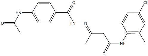 3-{[4-(acetylamino)benzoyl]hydrazono}-N-(4-chloro-2-methylphenyl)butanamide Structure