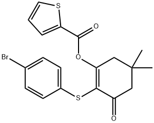 2-[(4-bromophenyl)sulfanyl]-5,5-dimethyl-3-oxocyclohex-1-en-1-yl thiophene-2-carboxylate Structure