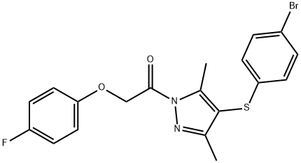 4-[(4-bromophenyl)sulfanyl]-1-[(4-fluorophenoxy)acetyl]-3,5-dimethyl-1H-pyrazole,394237-48-0,结构式