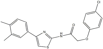 2-(4-chlorophenoxy)-N-[4-(3,4-dimethylphenyl)-1,3-thiazol-2-yl]acetamide,394696-66-3,结构式