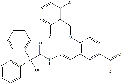 N'-{2-[(2,6-dichlorobenzyl)oxy]-5-nitrobenzylidene}-2-hydroxy-2,2-diphenylacetohydrazide Struktur