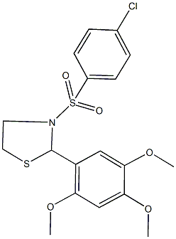 3-[(4-chlorophenyl)sulfonyl]-2-[2,4,5-tris(methyloxy)phenyl]-1,3-thiazolidine Struktur