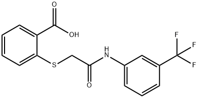 2-({2-oxo-2-[3-(trifluoromethyl)anilino]ethyl}sulfanyl)benzoic acid 化学構造式