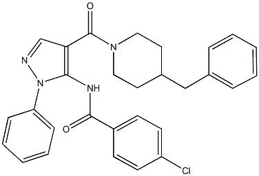 N-{4-[(4-benzyl-1-piperidinyl)carbonyl]-1-phenyl-1H-pyrazol-5-yl}-4-chlorobenzamide Structure