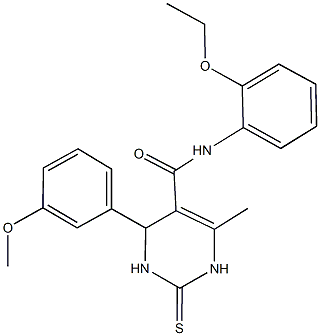 N-(2-ethoxyphenyl)-4-(3-methoxyphenyl)-6-methyl-2-thioxo-1,2,3,4-tetrahydropyrimidine-5-carboxamide 化学構造式