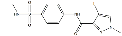 N-{4-[(ethylamino)sulfonyl]phenyl}-4-iodo-1-methyl-1H-pyrazole-3-carboxamide 化学構造式