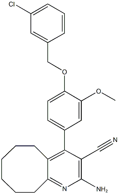 2-amino-4-{4-[(3-chlorobenzyl)oxy]-3-methoxyphenyl}-5,6,7,8,9,10-hexahydrocycloocta[b]pyridine-3-carbonitrile Struktur