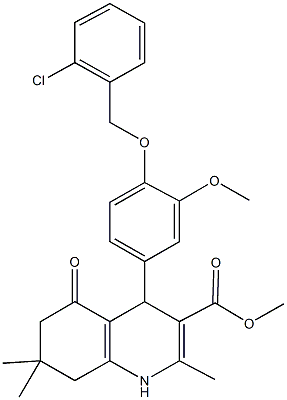 methyl 4-{4-[(2-chlorobenzyl)oxy]-3-methoxyphenyl}-2,7,7-trimethyl-5-oxo-1,4,5,6,7,8-hexahydro-3-quinolinecarboxylate Structure