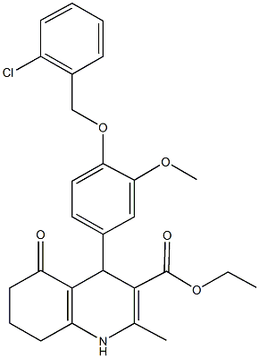 ethyl 4-{4-[(2-chlorobenzyl)oxy]-3-methoxyphenyl}-2-methyl-5-oxo-1,4,5,6,7,8-hexahydro-3-quinolinecarboxylate Structure