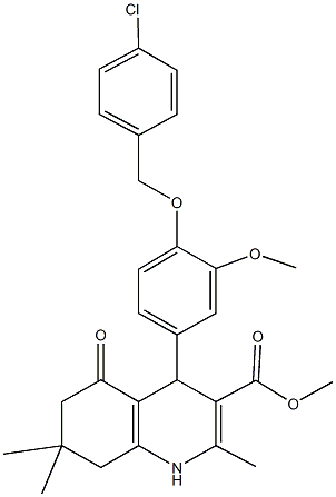 397875-16-0 methyl 4-{4-[(4-chlorobenzyl)oxy]-3-methoxyphenyl}-2,7,7-trimethyl-5-oxo-1,4,5,6,7,8-hexahydro-3-quinolinecarboxylate
