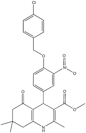 methyl 4-{4-[(4-chlorobenzyl)oxy]-3-nitrophenyl}-2,7,7-trimethyl-5-oxo-1,4,5,6,7,8-hexahydro-3-quinolinecarboxylate Structure