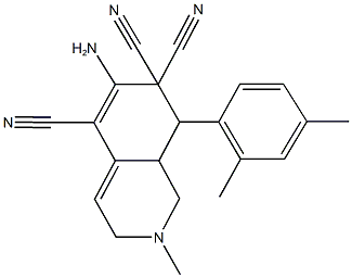 6-amino-8-(2,4-dimethylphenyl)-2-methyl-2,3,8,8a-tetrahydro-5,7,7(1H)-isoquinolinetricarbonitrile Structure