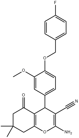 2-amino-4-{4-[(4-fluorobenzyl)oxy]-3-methoxyphenyl}-7,7-dimethyl-5-oxo-5,6,7,8-tetrahydro-4H-chromene-3-carbonitrile,398136-22-6,结构式