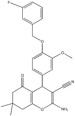 2-amino-4-{4-[(3-fluorobenzyl)oxy]-3-methoxyphenyl}-7,7-dimethyl-5-oxo-5,6,7,8-tetrahydro-4H-chromene-3-carbonitrile|