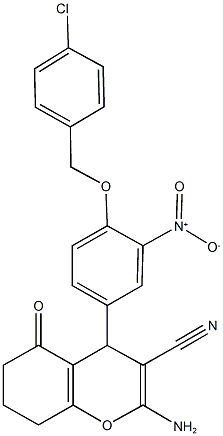 2-amino-4-{4-[(4-chlorobenzyl)oxy]-3-nitrophenyl}-5-oxo-5,6,7,8-tetrahydro-4H-chromene-3-carbonitrile Structure