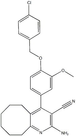 2-amino-4-{4-[(4-chlorobenzyl)oxy]-3-methoxyphenyl}-5,6,7,8,9,10-hexahydrocycloocta[b]pyridine-3-carbonitrile Structure