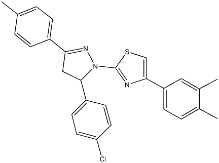 2-[5-(4-chlorophenyl)-3-(4-methylphenyl)-4,5-dihydro-1H-pyrazol-1-yl]-4-(3,4-dimethylphenyl)-1,3-thiazole Structure