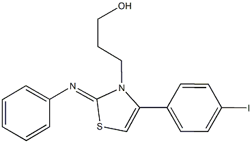 3-(4-(4-iodophenyl)-2-(phenylimino)-1,3-thiazol-3(2H)-yl)-1-propanol Struktur