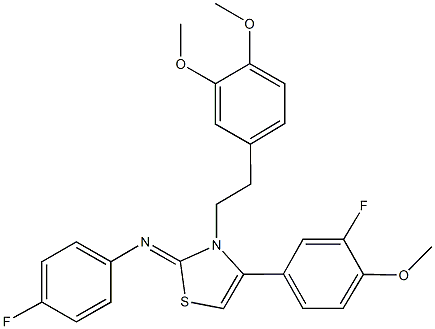 398472-41-8 N-(3-[2-(3,4-dimethoxyphenyl)ethyl]-4-(3-fluoro-4-methoxyphenyl)-1,3-thiazol-2(3H)-ylidene)-N-(4-fluorophenyl)amine