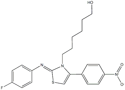 6-(2-[(4-fluorophenyl)imino]-4-{4-nitrophenyl}-1,3-thiazol-3(2H)-yl)-1-hexanol Struktur