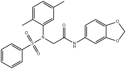 N-(1,3-benzodioxol-5-yl)-2-[2,5-dimethyl(phenylsulfonyl)anilino]acetamide Struktur