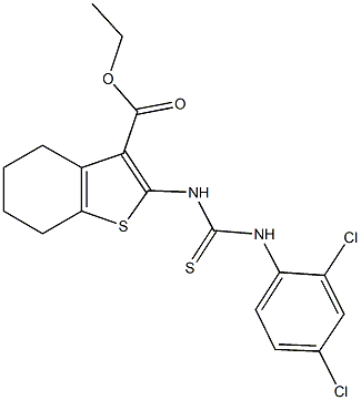 ethyl 2-{[(2,4-dichloroanilino)carbothioyl]amino}-4,5,6,7-tetrahydro-1-benzothiophene-3-carboxylate Struktur