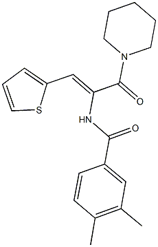 3,4-dimethyl-N-[1-(1-piperidinylcarbonyl)-2-(2-thienyl)vinyl]benzamide 化学構造式
