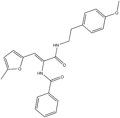 N-[1-({[2-(4-methoxyphenyl)ethyl]amino}carbonyl)-2-(5-methyl-2-furyl)vinyl]benzamide,400065-28-3,结构式