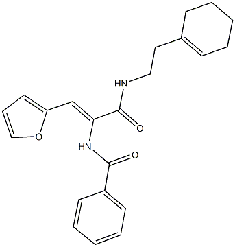 N-[1-({[2-(1-cyclohexen-1-yl)ethyl]amino}carbonyl)-2-(2-furyl)vinyl]benzamide 化学構造式