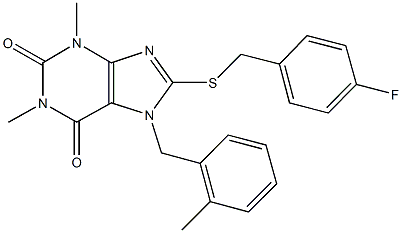 8-{[(4-fluorophenyl)methyl]sulfanyl}-1,3-dimethyl-7-[(2-methylphenyl)methyl]-3,7-dihydro-1H-purine-2,6-dione|